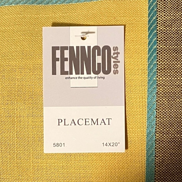 Table Placemats Yellow, Brown, Teal, Set of 4 - Picture 2 of 2